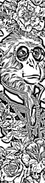 Free colorable bookmarks of a fancy styled monkey